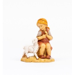 Bimba seduta con pecora adatta cm 30