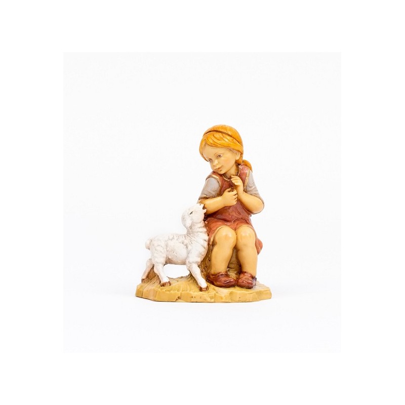 Bimba seduta con pecora adatta cm 30