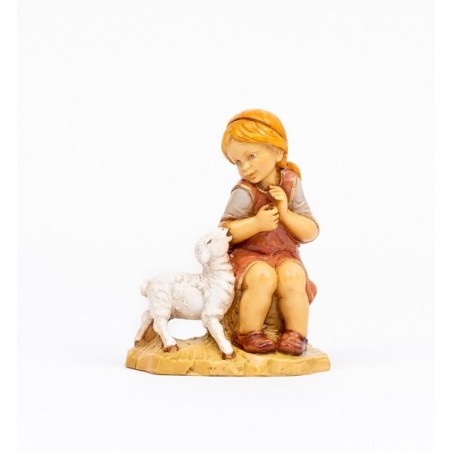 Bimba seduta con pecora adatta cm 30