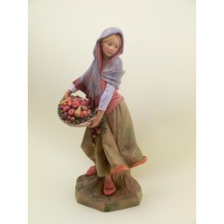 Donna con cesto di frutta cm 30