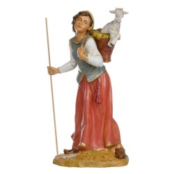 Donna con gerla e capretta  cm 30