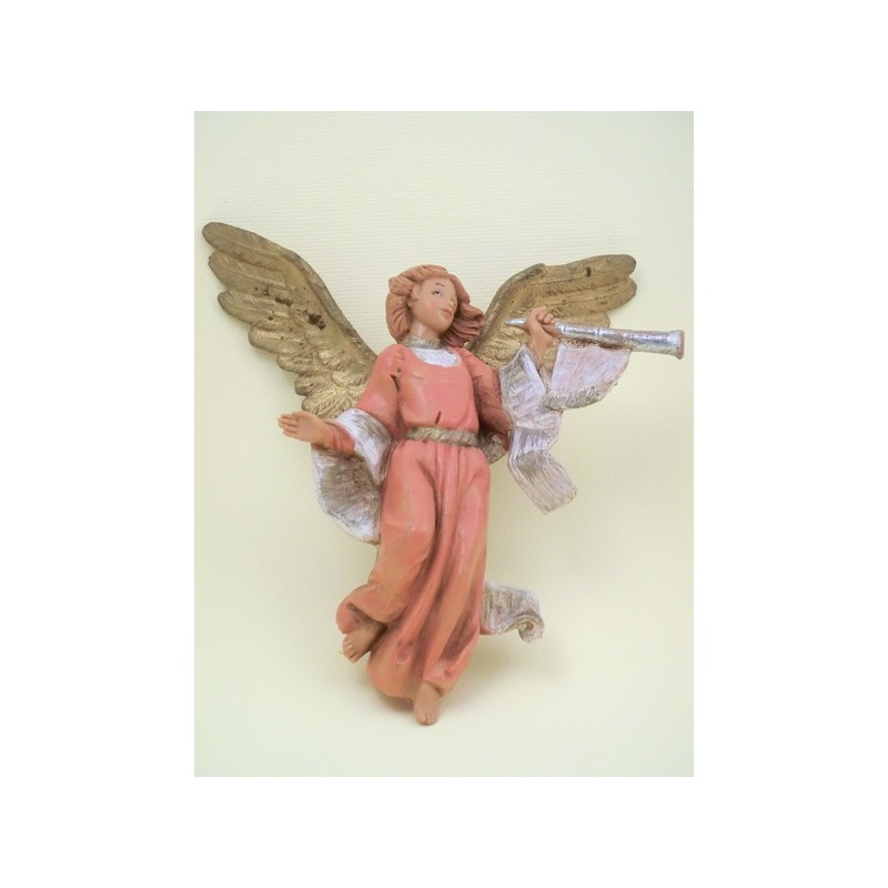 Angelo con tromba rosa cm 12