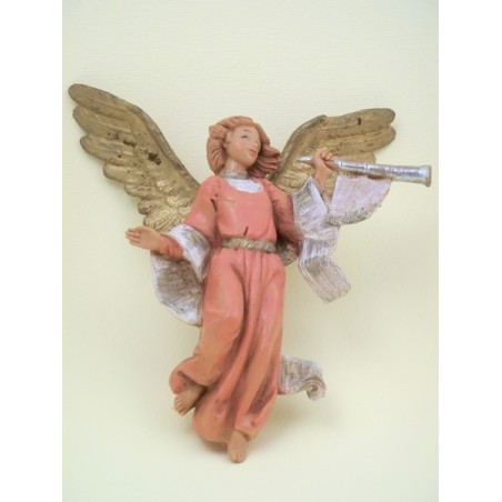 Angelo con tromba rosa cm 12