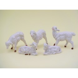 Serie 5 pecore bianche cm. 12