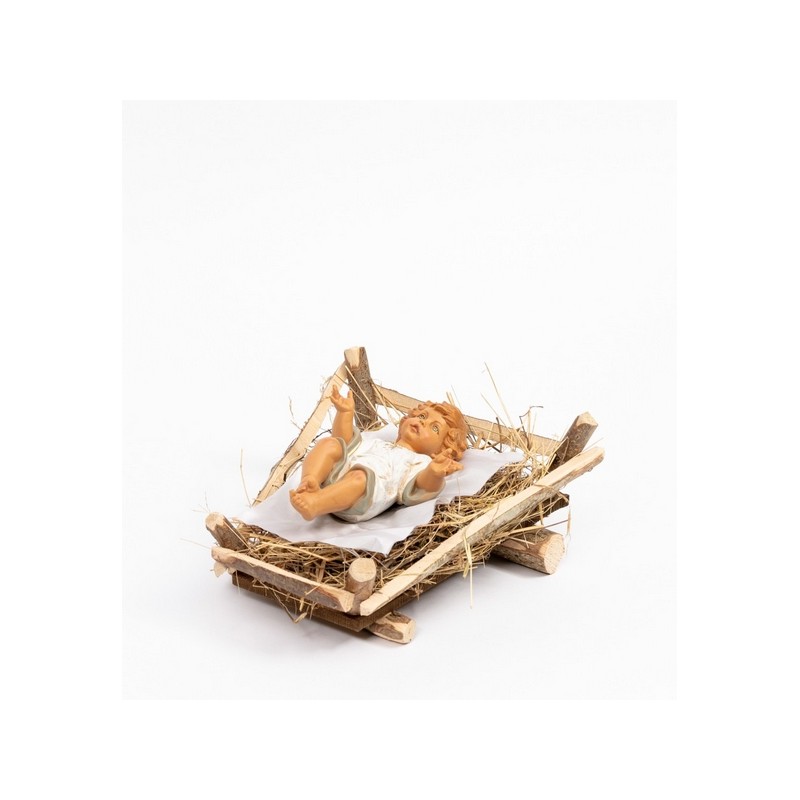 Gesù Bambino in culla legno cm. 52