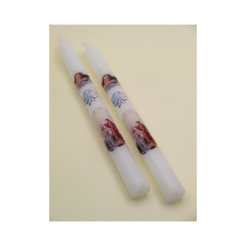 Candela liturgica battesimale bianca