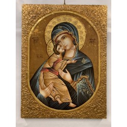 Icona rumena "Madonna della Tenerezza Vladimirskaja" cm. 30x40