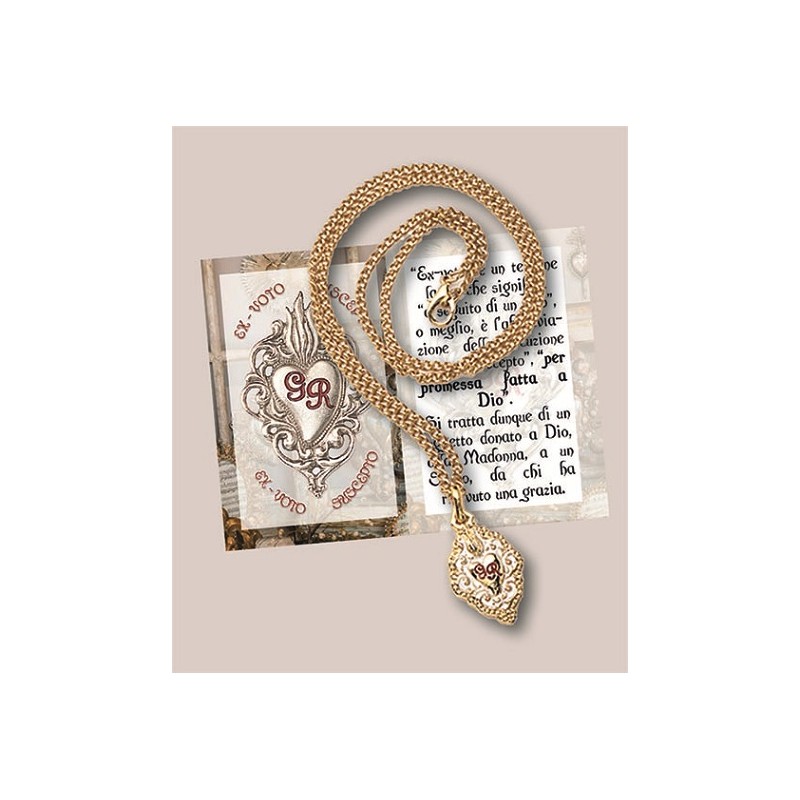 Cuore metallo Grazia Ricevuta con catena in blister