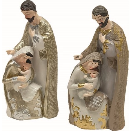 Natività in resina con abito tipo juta dipinto cm. 12