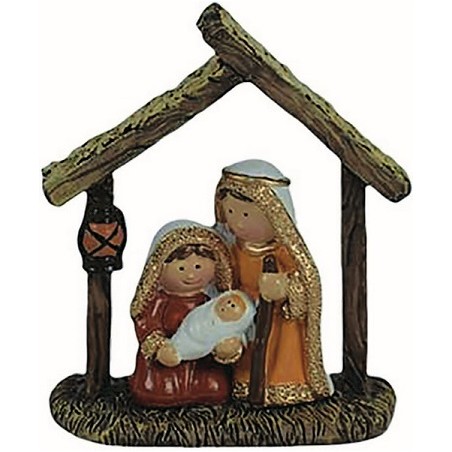 Natività naif con capanna in resina cm. 11