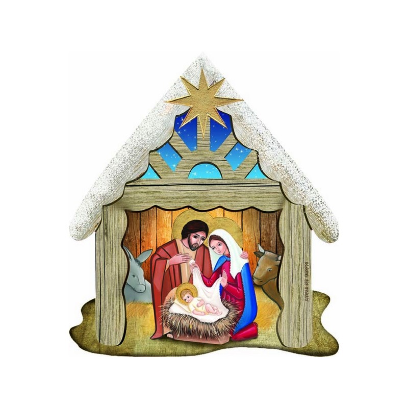 Magnete resinato Natività capanna classica