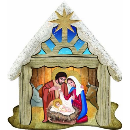 Magnete resinato Natività capanna classica