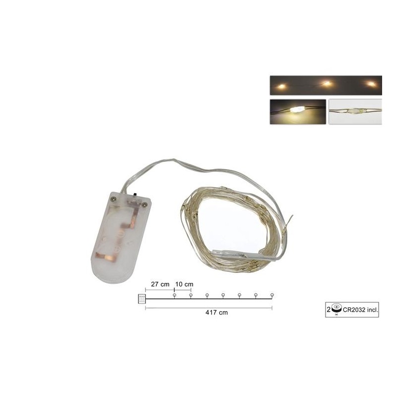 40 micro led bianco caldo a batteria