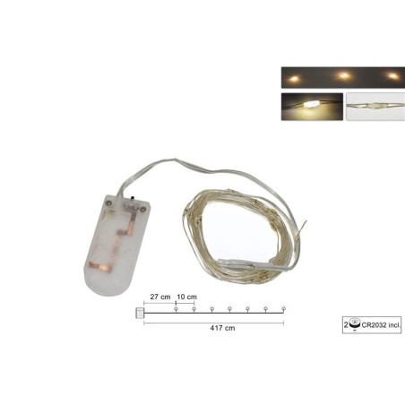 40 micro led bianco caldo a batteria
