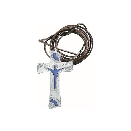 Croce con cordoncino in metallo smaltato