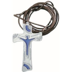 Croce con cordoncino in metallo smaltato