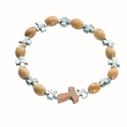 Braccialetto elastico legno ulivo Pater croce mm. 6
