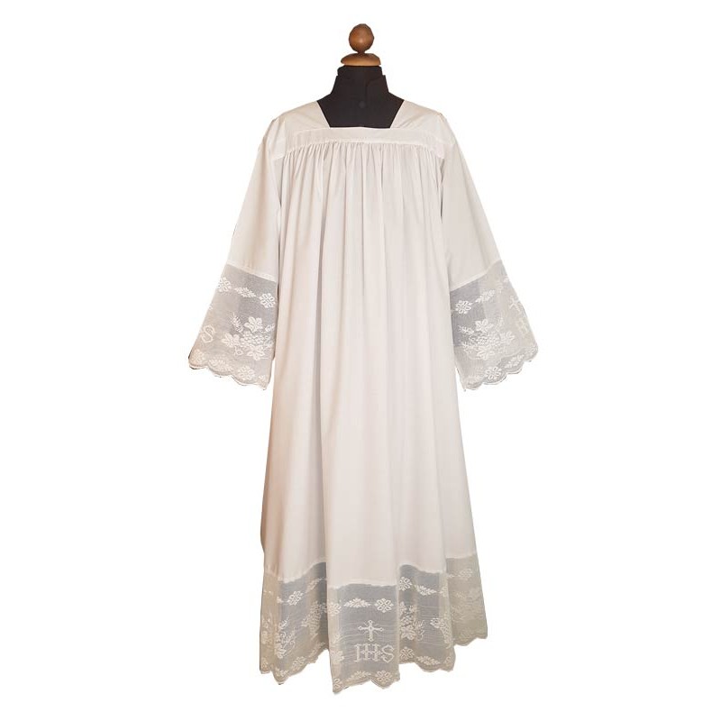 Camice scollo quadrato con arricciatura e pizzo