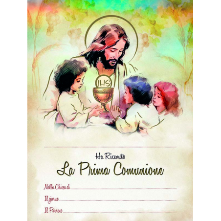 Pergamena Prima Comunione con oro
