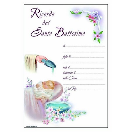 Pergamena ricordo Battesimo