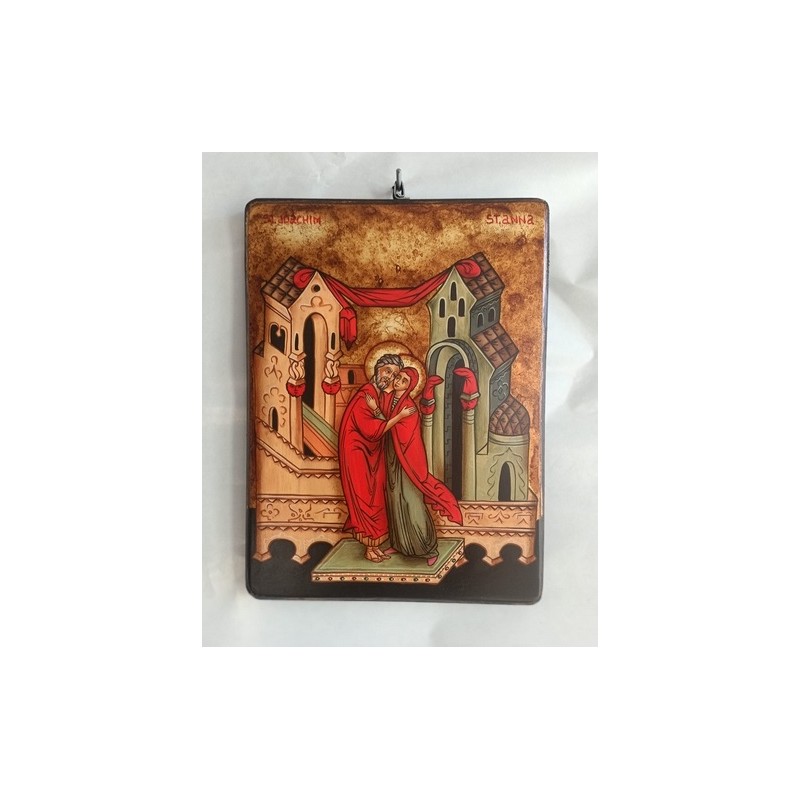 Icona rumena "S. Anna e S. Gioacchino " cm. 23x31