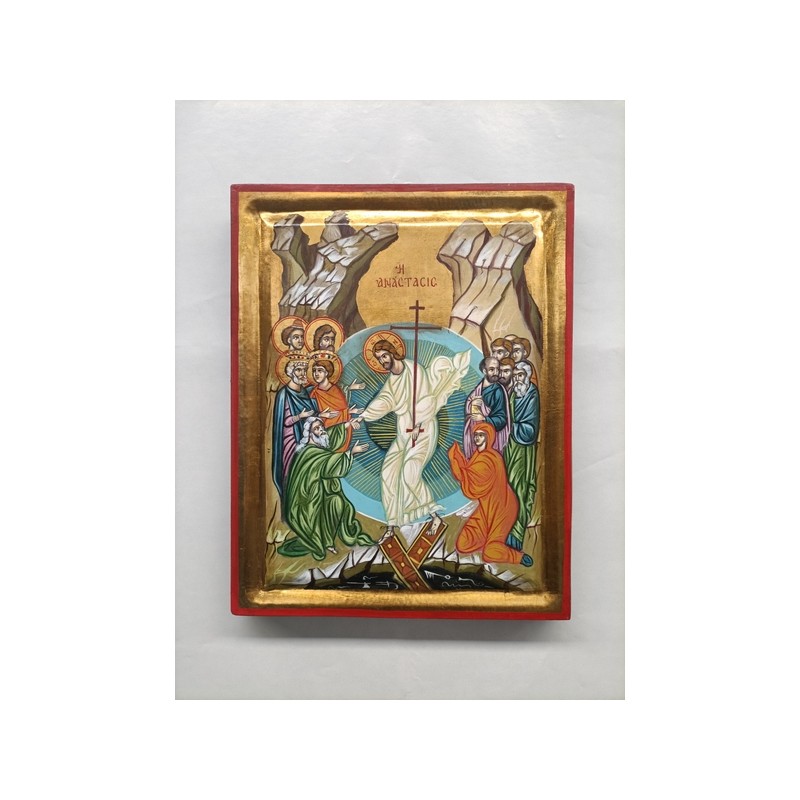 Icona Greca dipinta a mano "Resurrezione" cm. 24x31