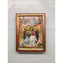 Icona Greca dipinta a mano "Deposizione" cm. 24x31