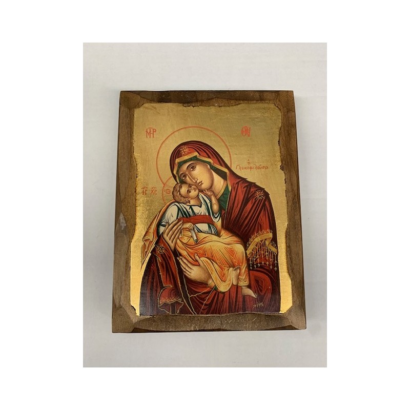 Icona greca serigrafata Madonna con Bambino cm. 16x21