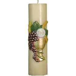 Candele da altare decoro bassorileievo in cera d'api cm. 30