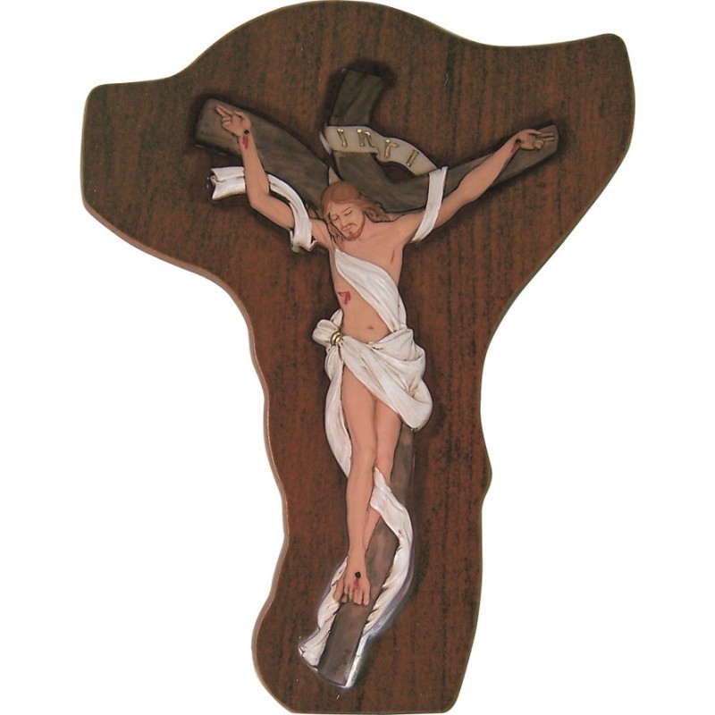 Crocefisso legno corpo in resina