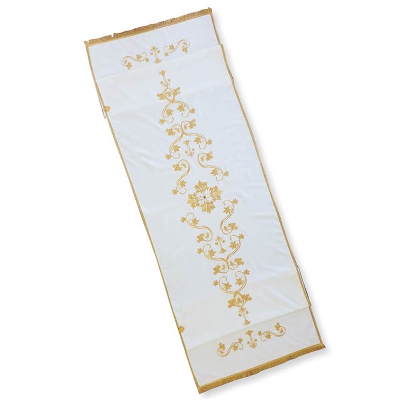 Velo Omerale in lana ricamato con pietre e perle colorate.