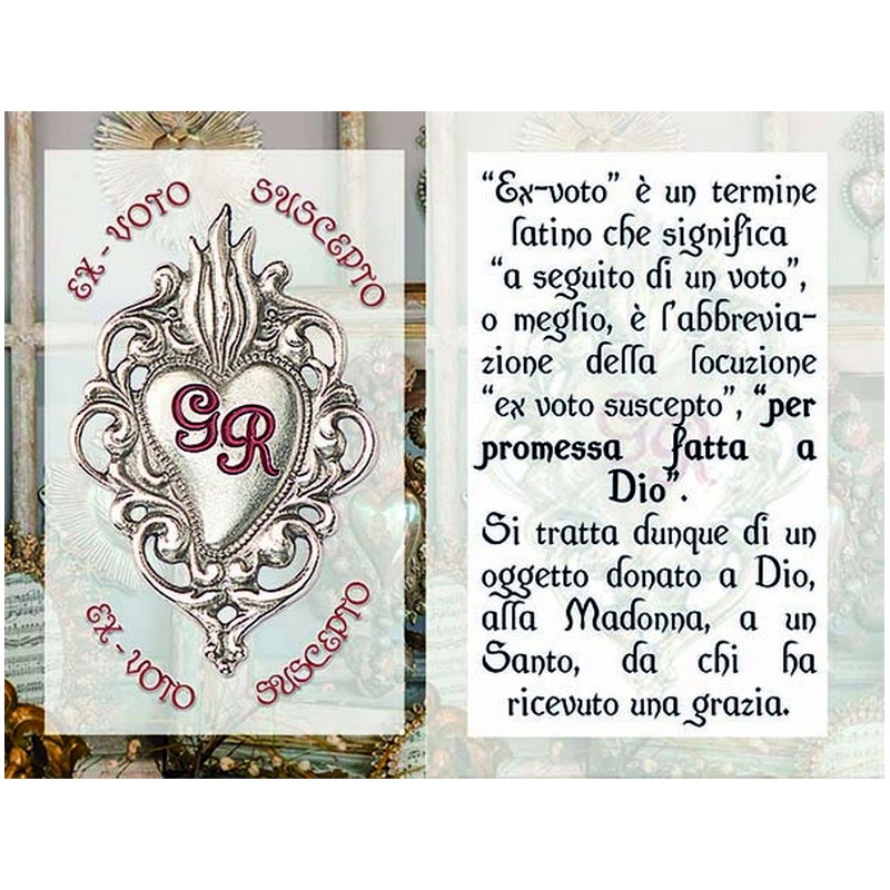 Cuore metallo Grazia Ricevuta con catena in blister