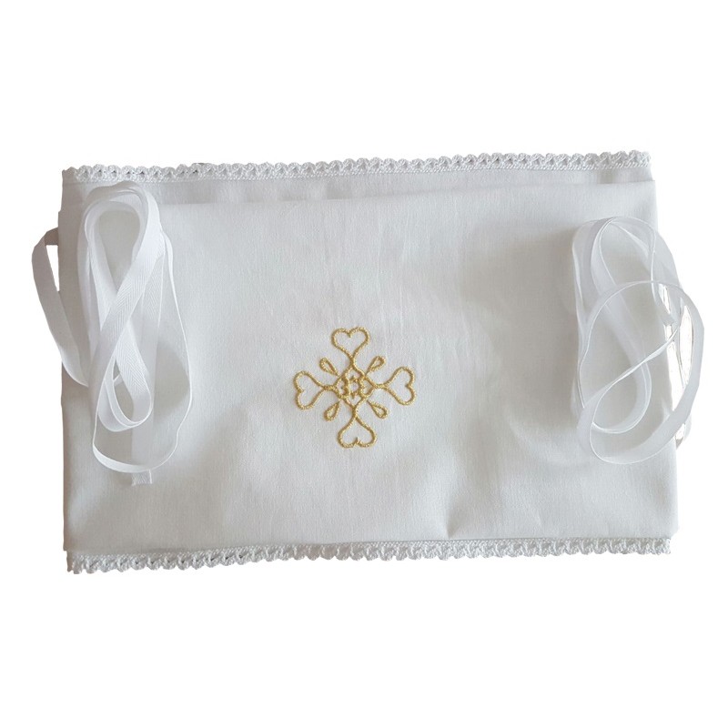 Amitto bianco ricamo croce in cotone