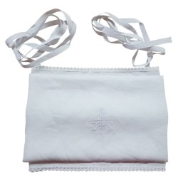 Amitto bianco ricamo JHS in puro lino