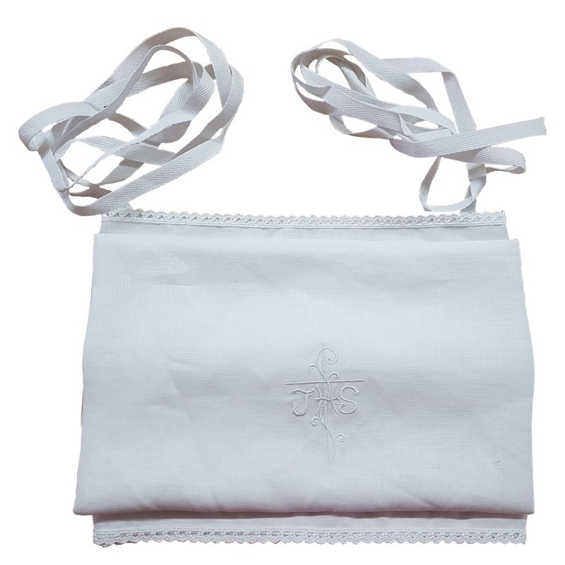 Amitto bianco ricamo JHS in puro lino