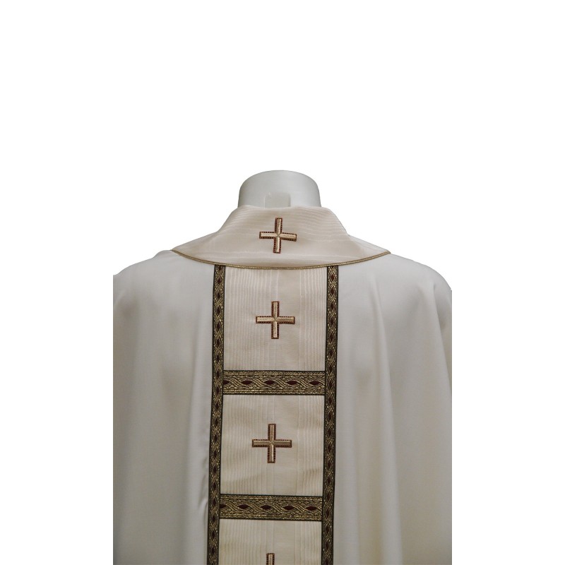 Casula in lana avorio stolone sette croci