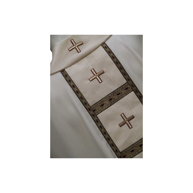 Casula in lana avorio stolone sette croci