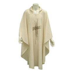 Casula ricamo Croce Tess. melange colore avorio