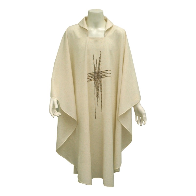 Casula ricamo Croce Tess. melange colore avorio