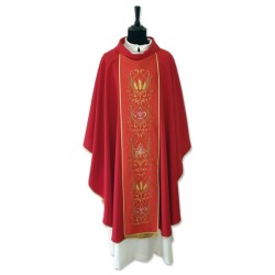 Casula in tessuto Vaticano poliestere con stolone ricamato