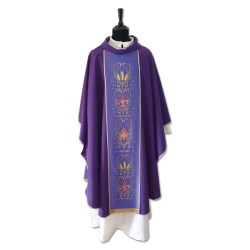 Casula in tessuto Vaticano poliestere con stolone ricamato