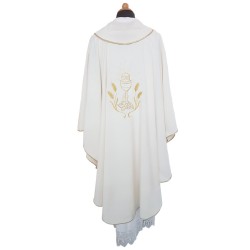 Casula ricamo calice, uva e spighe in tessuto "superleggero"