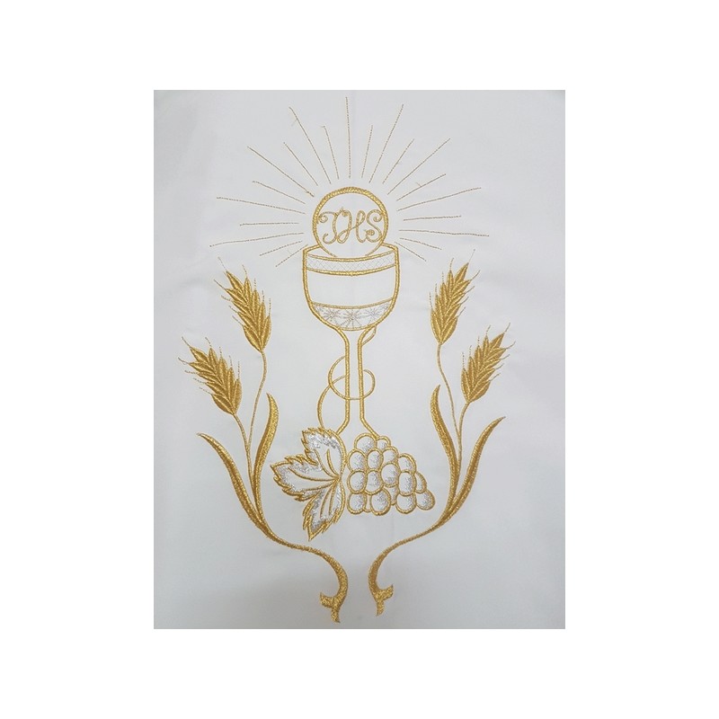 Casula ricamo calice, uva e spighe in tessuto "superleggero"