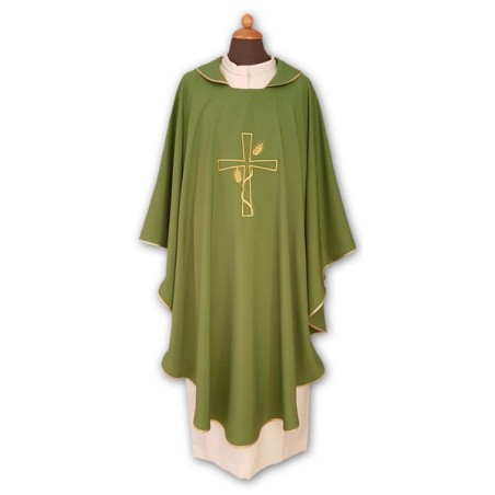 Casula ricamo croce  e spighe in tessuto "superleggero"