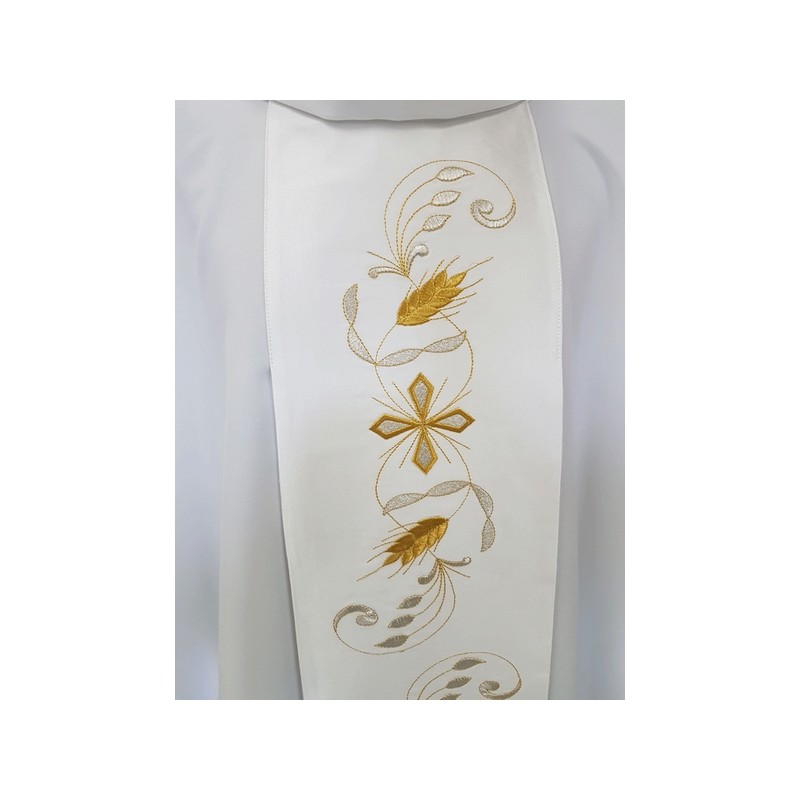 Casula con stolone ricamato in raso