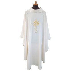 Casula ricamo croce  e spighe in tessuto "superleggero"
