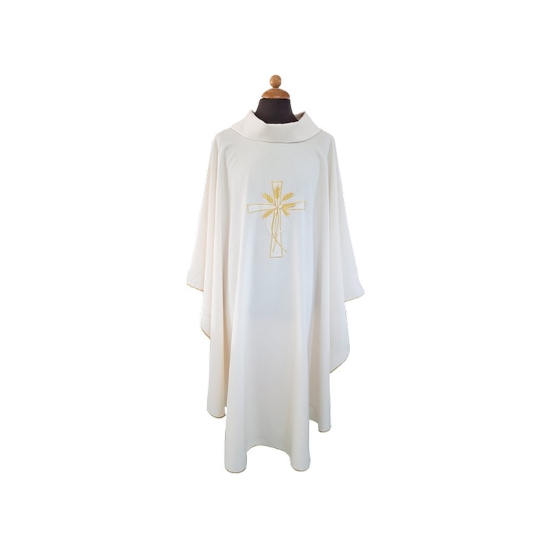 Casula ricamo croce  e spighe in tessuto "superleggero"