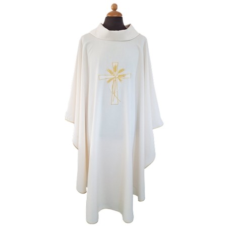 Casula ricamo croce  e spighe in tessuto "superleggero"