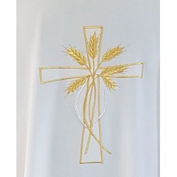 Casula ricamo croce  e spighe in tessuto "superleggero"