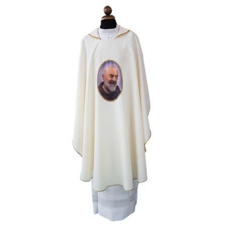 Casula con stampa Padre Pio sul fronte